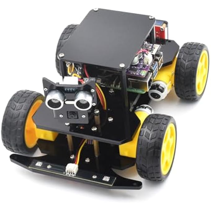 rayihni 4WD SMART CAR KIT FOR RASPBERRY PI 5/4B/3B/3B+(BOARD NOT INCLUDED), LINE TRACKING, LIGHT TRACING, OBSTACLE AVOIDANCE, SERVO MOTOR, OLED DISPLAY, BUZZER, LED DOT MATRIX DISPLAY - Image 2
